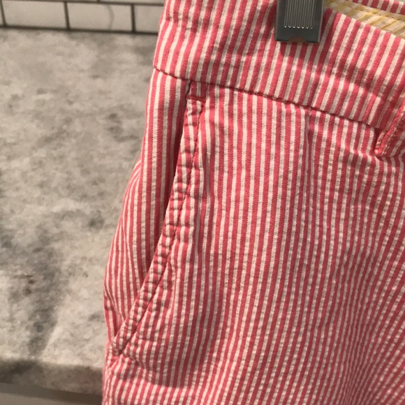 Southern Tide Skipjack Shorts Mens 33 Red White Stripe Seersucker Cotton Flat - Picture 4 of 8